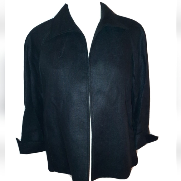 Talbots black Linen open jacket petite - Picture 1 of 4